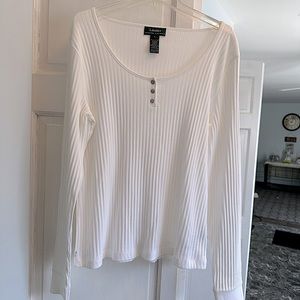 Lauren Ralph Lauren white ribbed long sleeve top - Size L